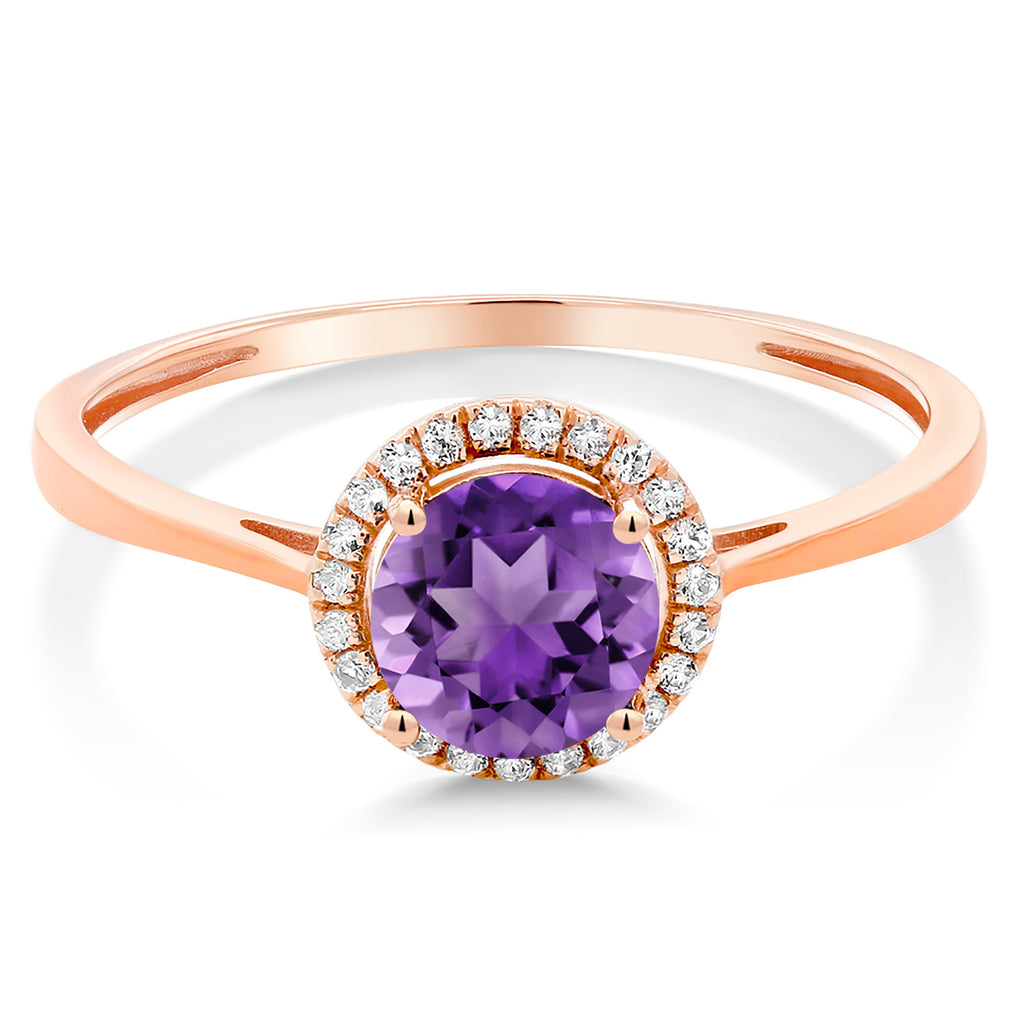Amethyst and Diamond_Ring in 10K Rose Gold
