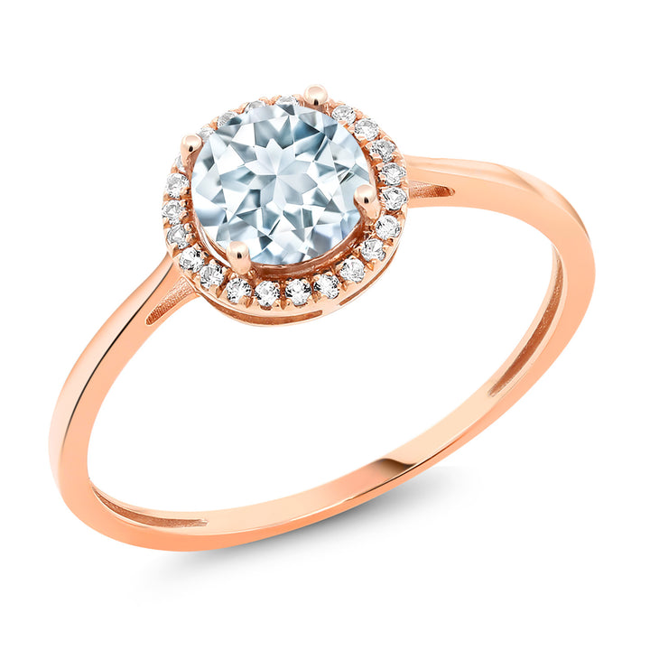 Aquamarine - March_5_Ring in 10K Rose Gold