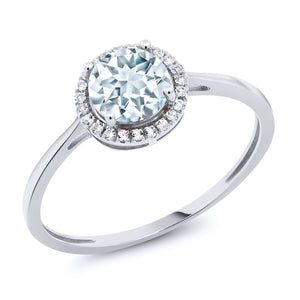 Aquamarine - March_5_Ring in 10K White Gold