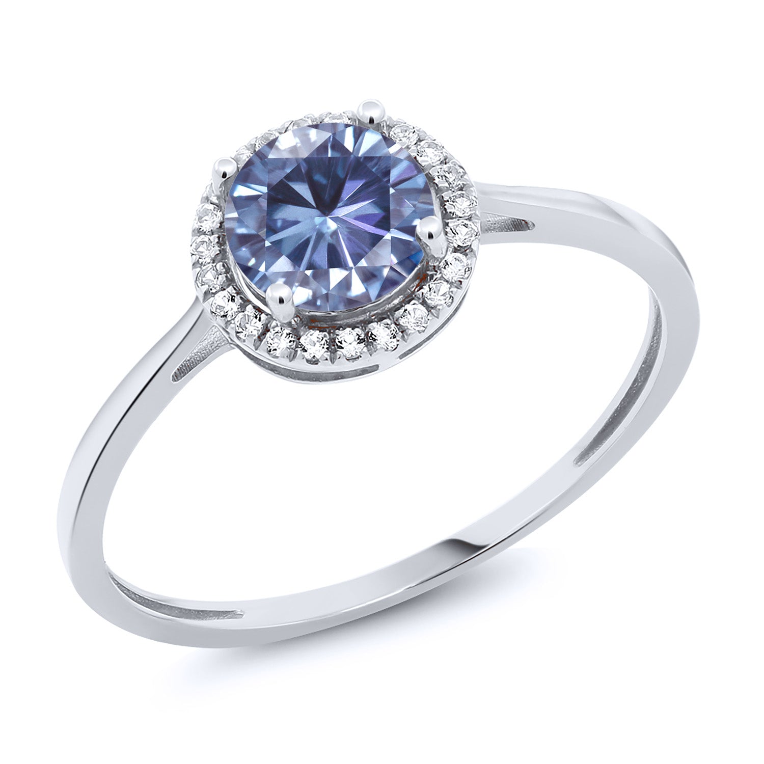 Persian Blue Moissanite - April_8.5_Ring in 10K White Gold