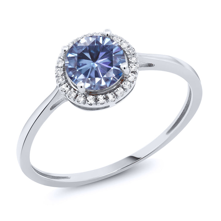 Persian Blue Moissanite - April_5_Ring in 10K White Gold