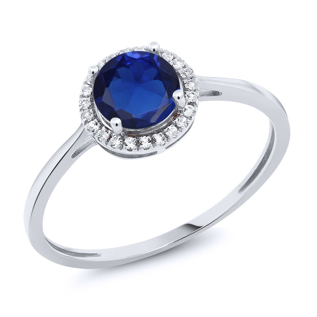 Blue Created Sapphire - September_8_Ring in 10K White Gold