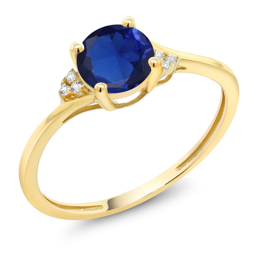 Blue Created Sapphire - September_8_Ring in 10K Yellow Gold