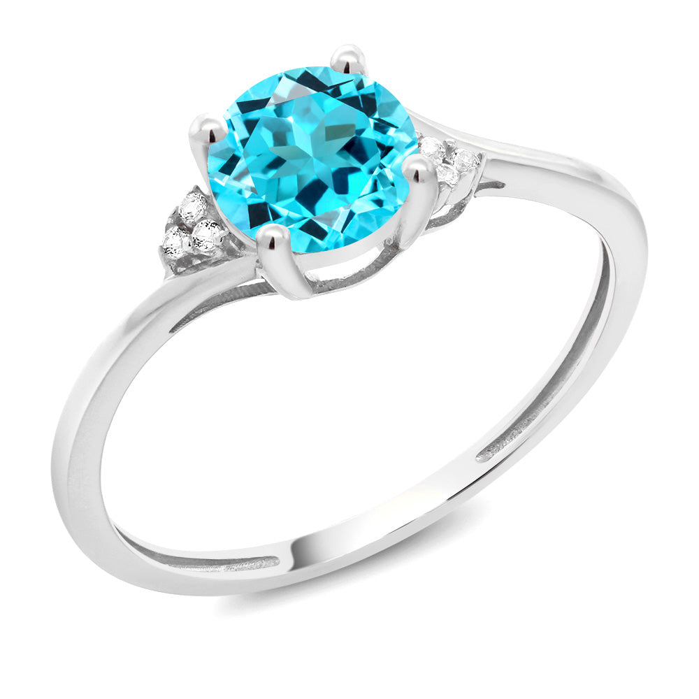 Swiss Blue Topaz - November_7_Ring in 10K White Gold