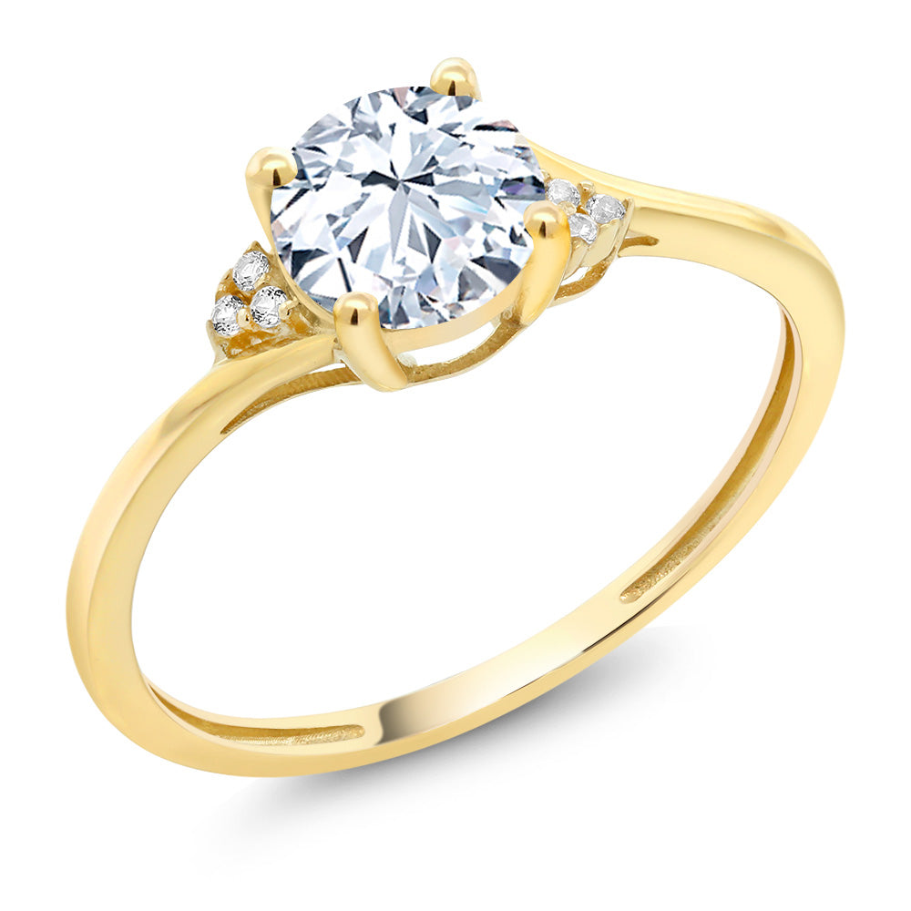 White Created Sapphire - September_8_Ring in 10K Yellow Gold