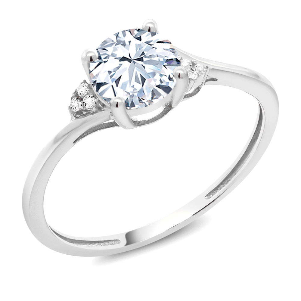 White Created Sapphire - September_9_Ring in 10K White Gold