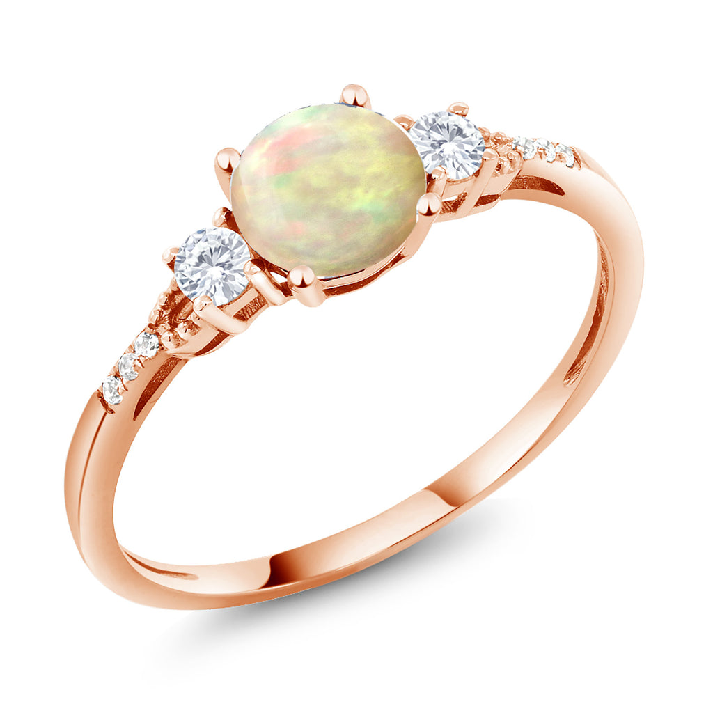 Ethiopian Opal-Cabochon - October_8_Ring in 10K Rose Gold