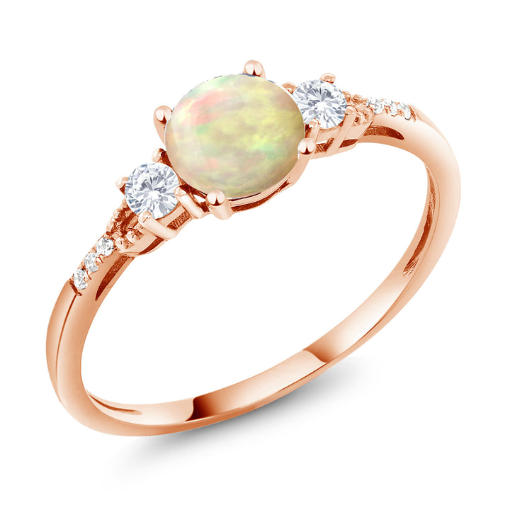 Ethiopian Opal-Cabochon - October_8_Ring in 10K Rose Gold