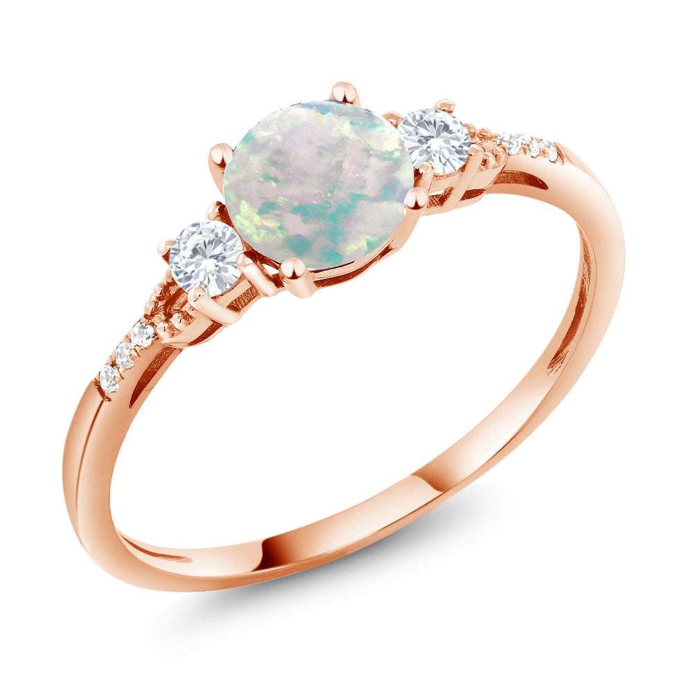 White Opal-Cabochon - October_7_Ring in 10K Rose Gold