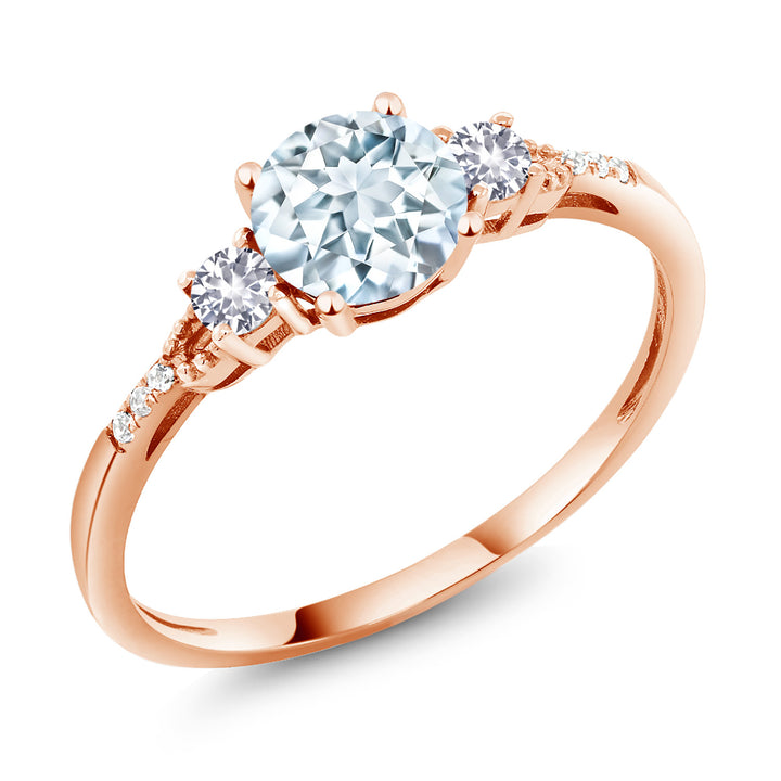 Aquamarine - March_5_Ring in 10K Rose Gold