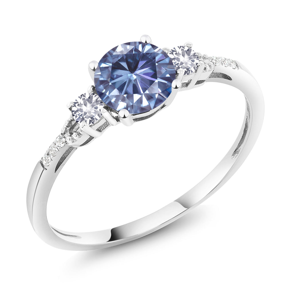 Persian Blue Moissanite - April_9_Ring in 10K White Gold