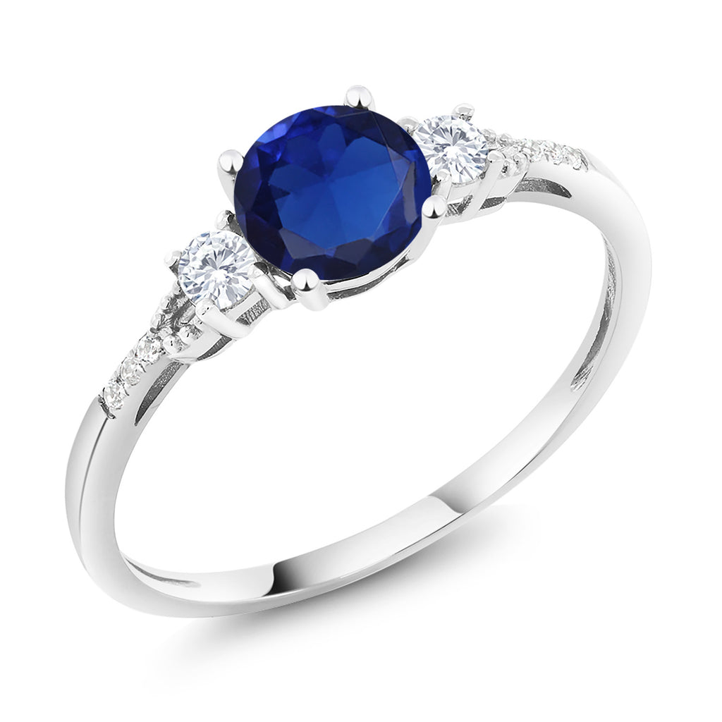 Created Sapphire - September_9_Ring in 10K White Gold
