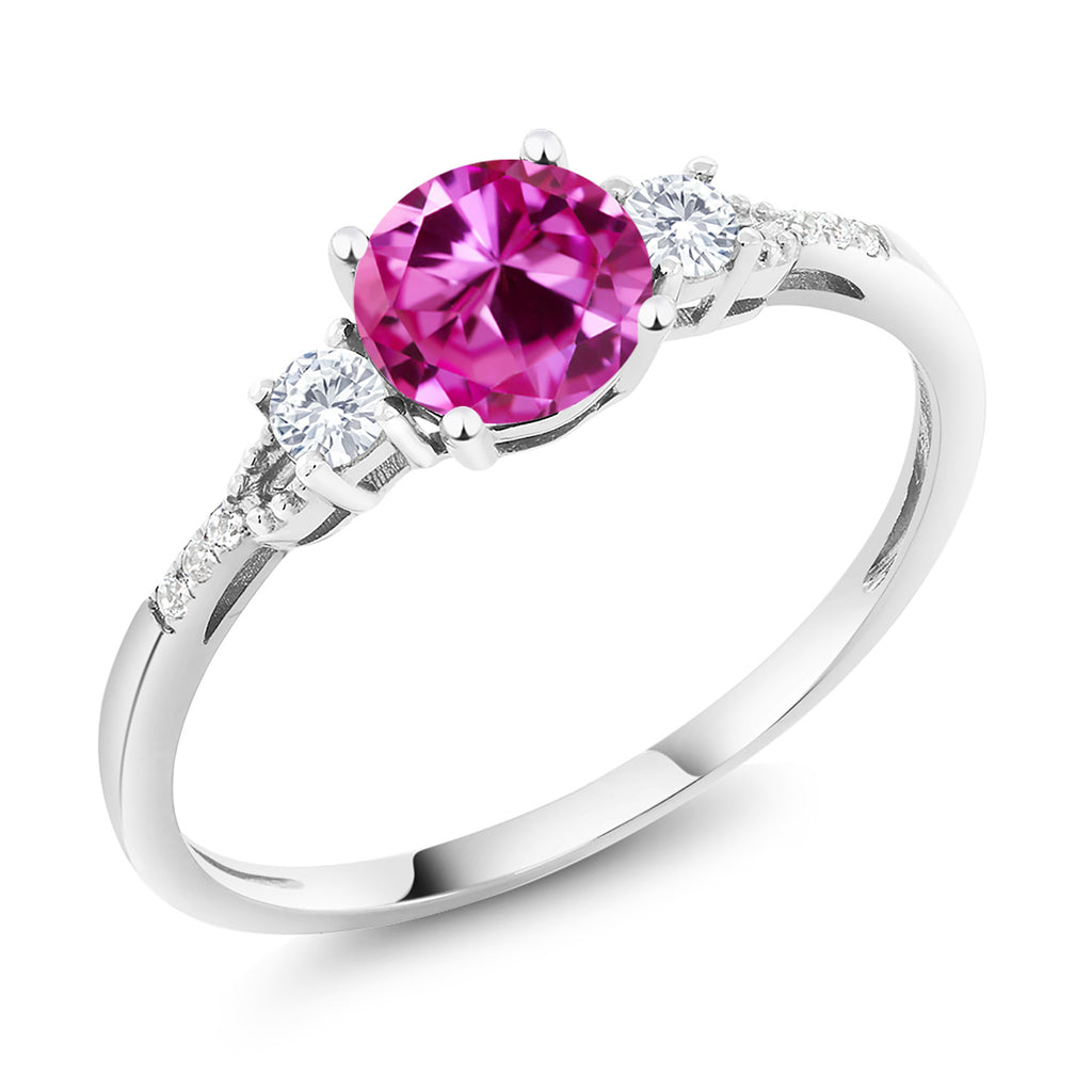 Pink Created Sapphire - September_9_Ring in 10K White Gold