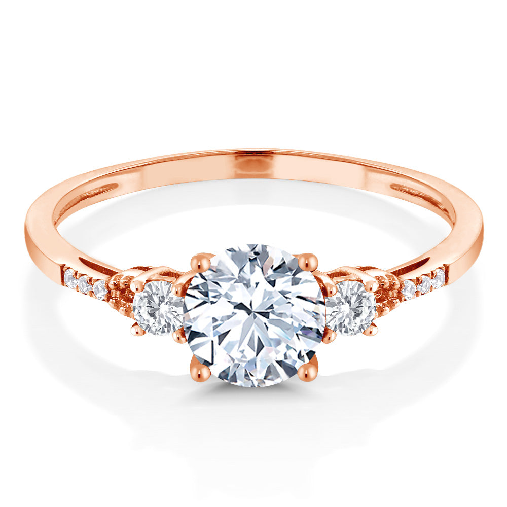 White Created Sapphire - September_9_Ring in 10K Rose Gold