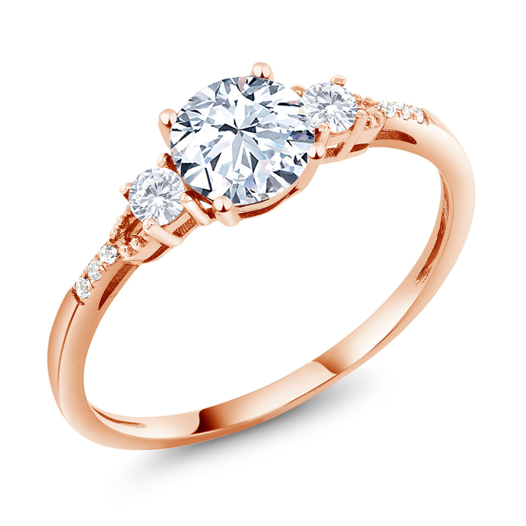 White Created Sapphire - September_6_Ring in 10K Rose Gold