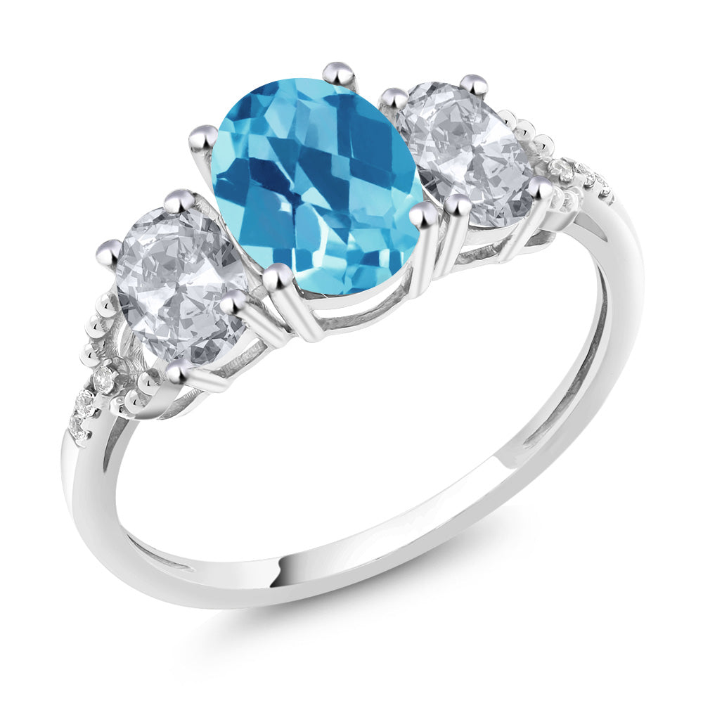 Swiss Blue Topaz-Checkerboard - November_9_Ring in 10K White Gold