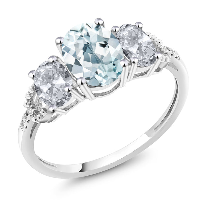 Aquamarine - March_5_Ring in 10K White Gold