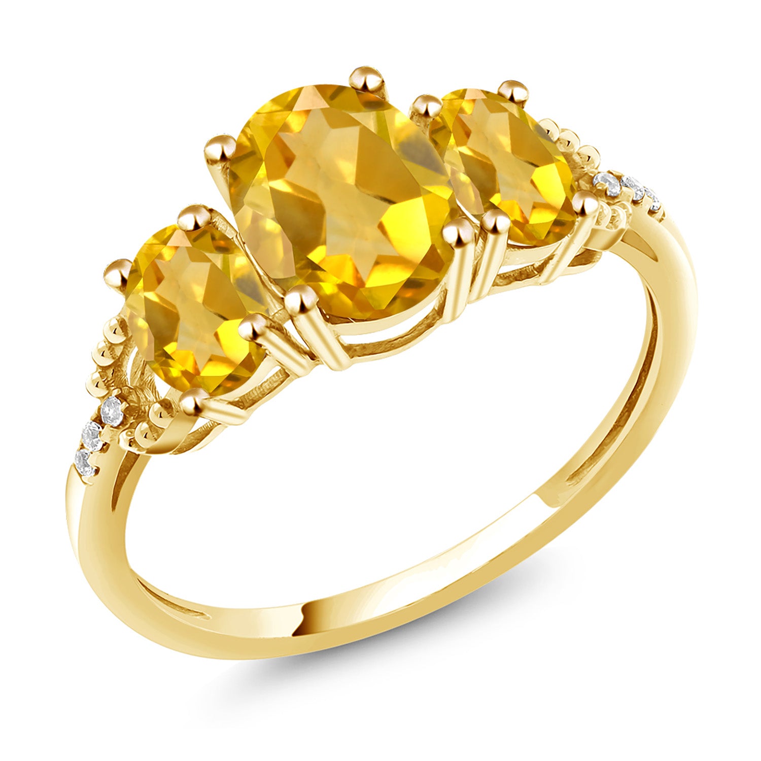 10K Yellow Gold Oval Yellow Citrine Engagement Ring For Women (2.24 Cttw, Gemstone Birthstone)