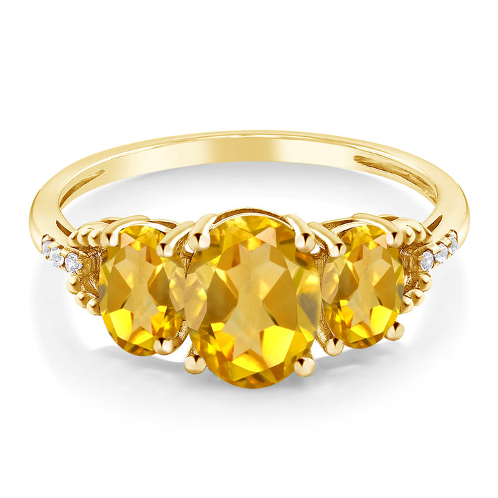 10K Yellow Gold Oval Yellow Citrine Engagement Ring For Women (2.24 Cttw, Gemstone Birthstone)