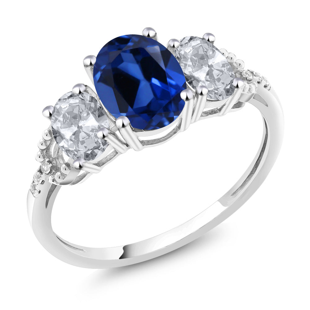 Blue Created Sapphire - September_9_Ring in 10K White Gold