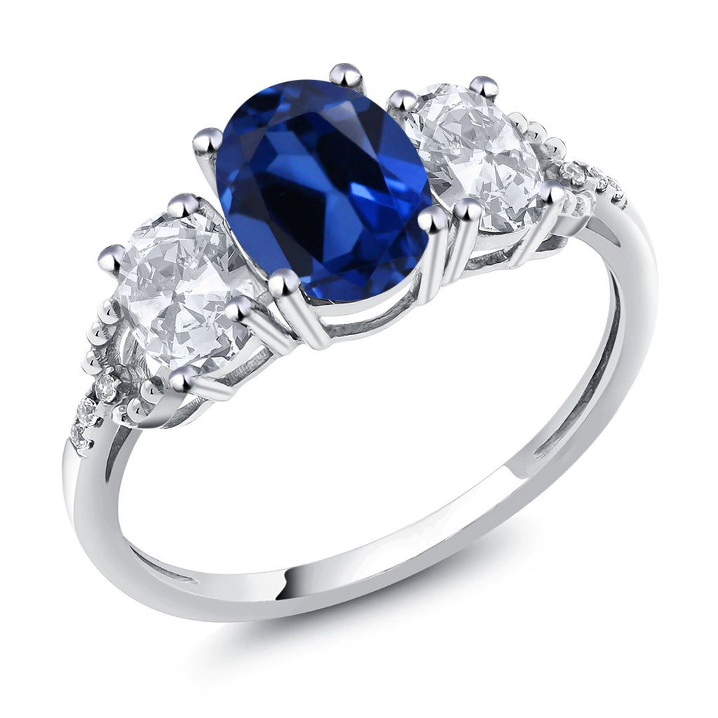 Blue Created Sapphire - September_6_Ring in 10K White Gold