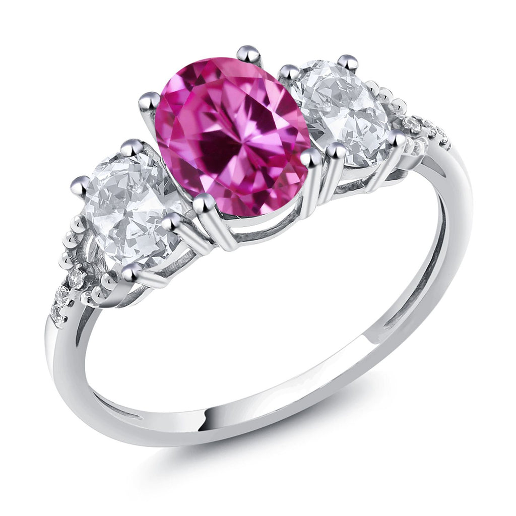 Pink Created Sapphire - September_9_Ring in 10K White Gold