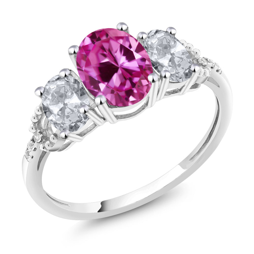 Pink Created Sapphire - September_6.5_Ring in 10K White Gold