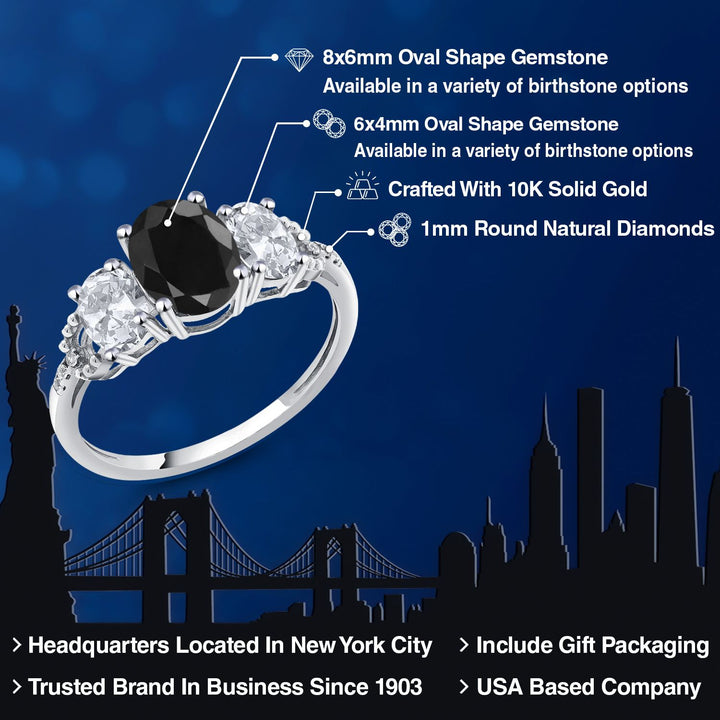 Black Sapphire - September_7_Ring in 10K White Gold