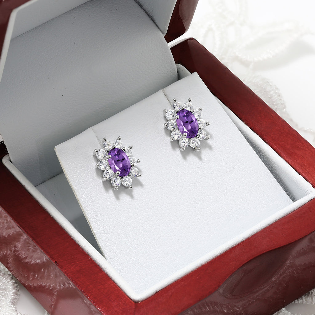 Amethyst - February_Earrings in 10K White Gold