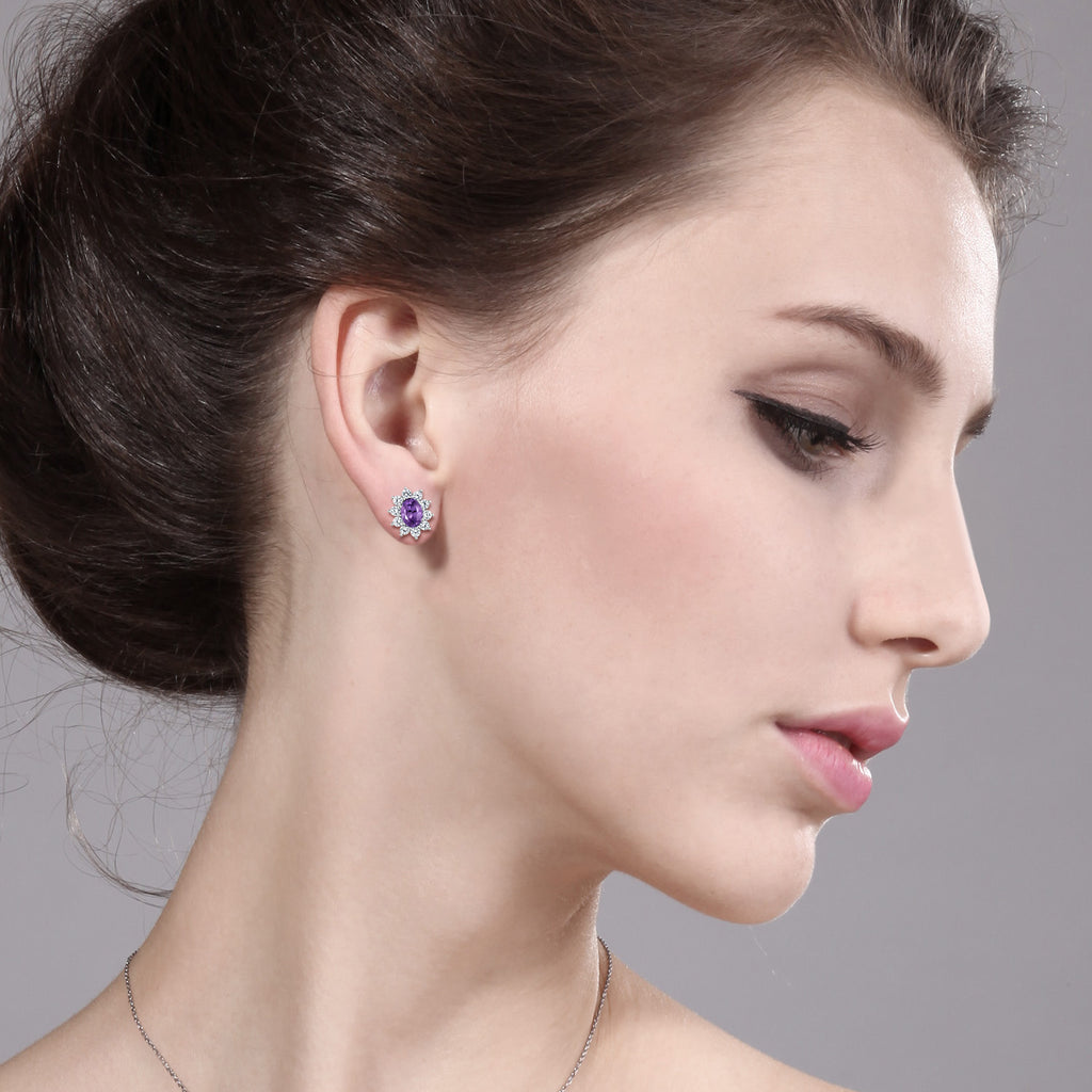 Amethyst - February_Earrings in 10K White Gold