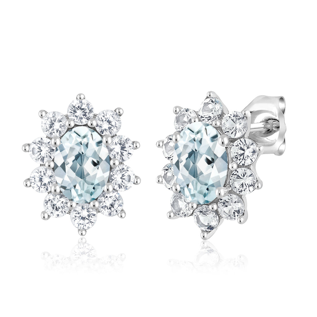 Aquamarine - March_Earrings in 10K White Gold