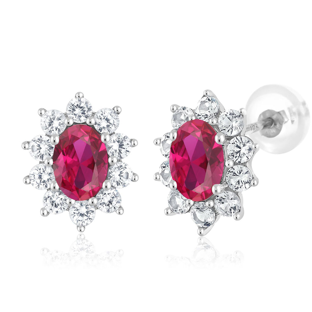 Created Ruby - July_Earrings in 10K White Gold