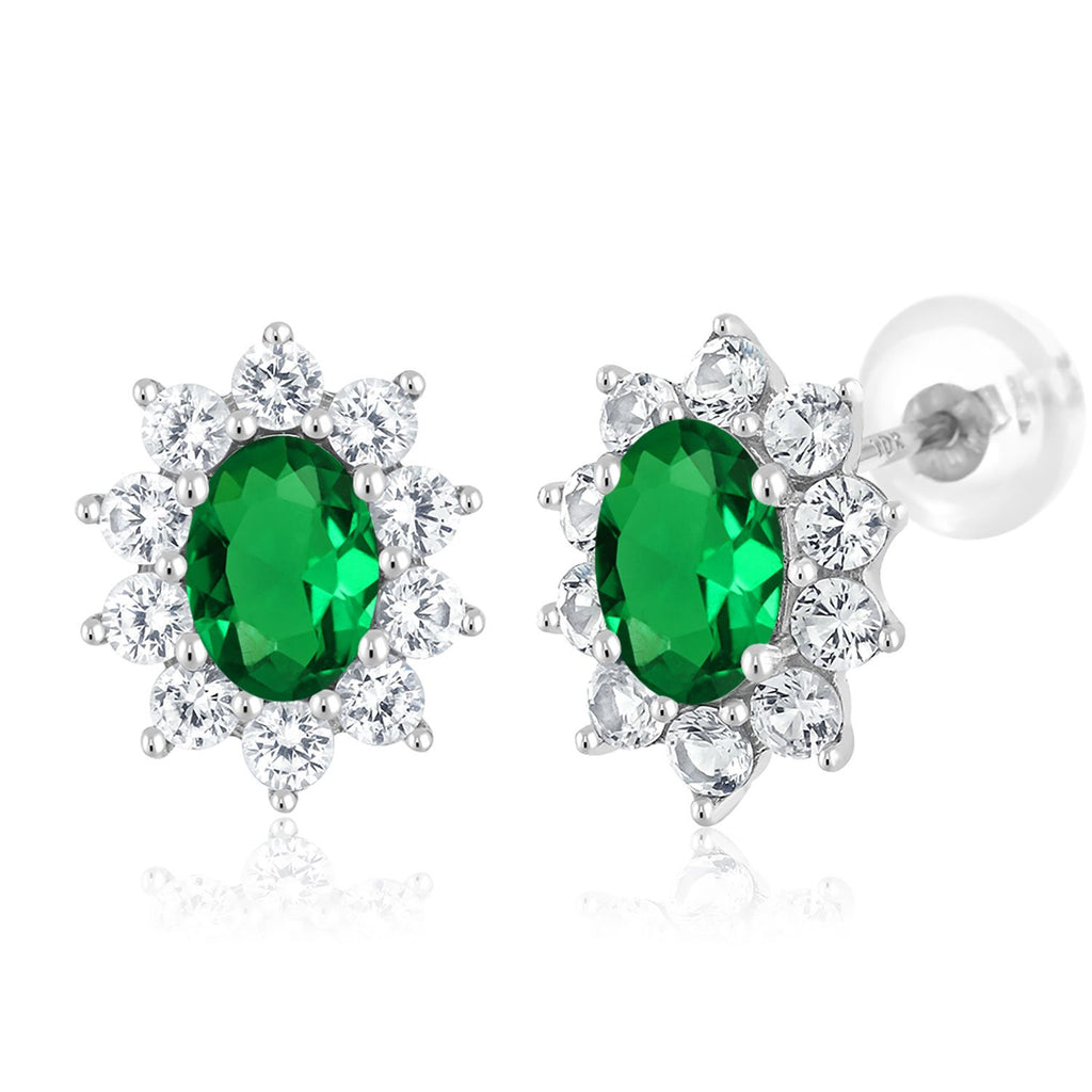 Nano Emerald - May_Earrings in 10K White Gold