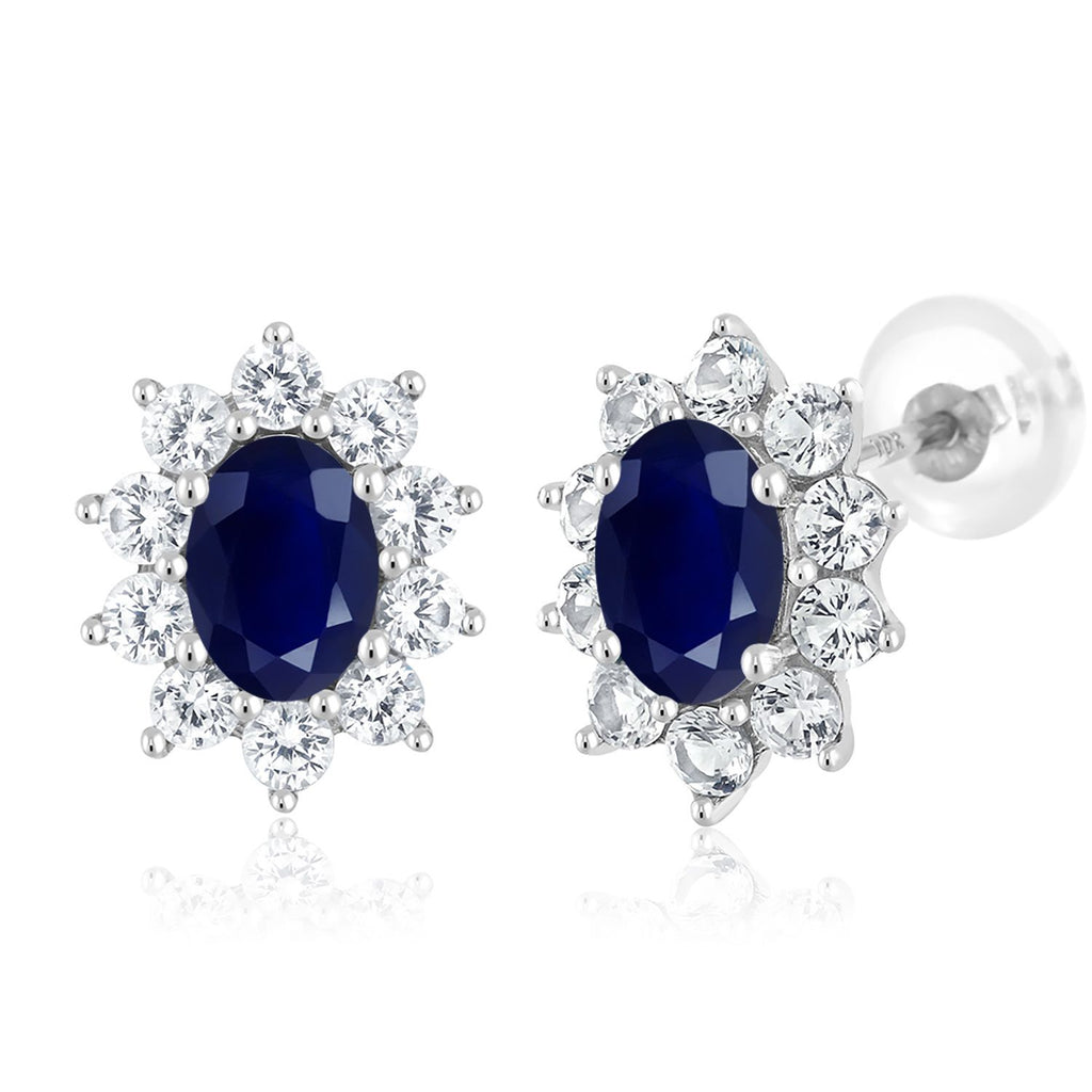 Blue Sapphire - September_Earrings in 10K White Gold