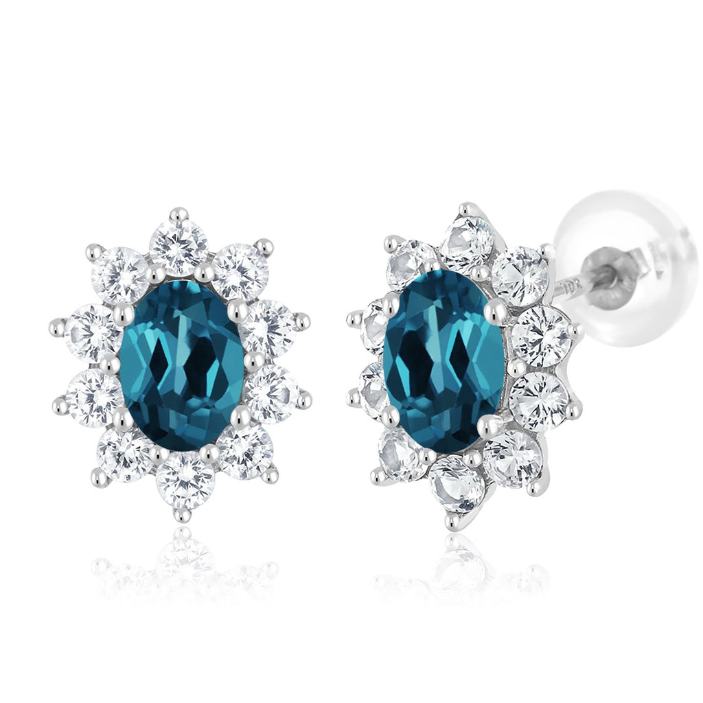 London Blue Topaz - November_Earrings in 10K White Gold