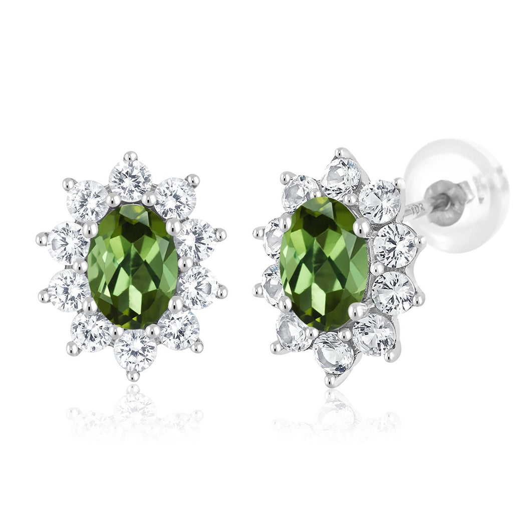 Green Tourmaline - October_Earrings in 10K White Gold