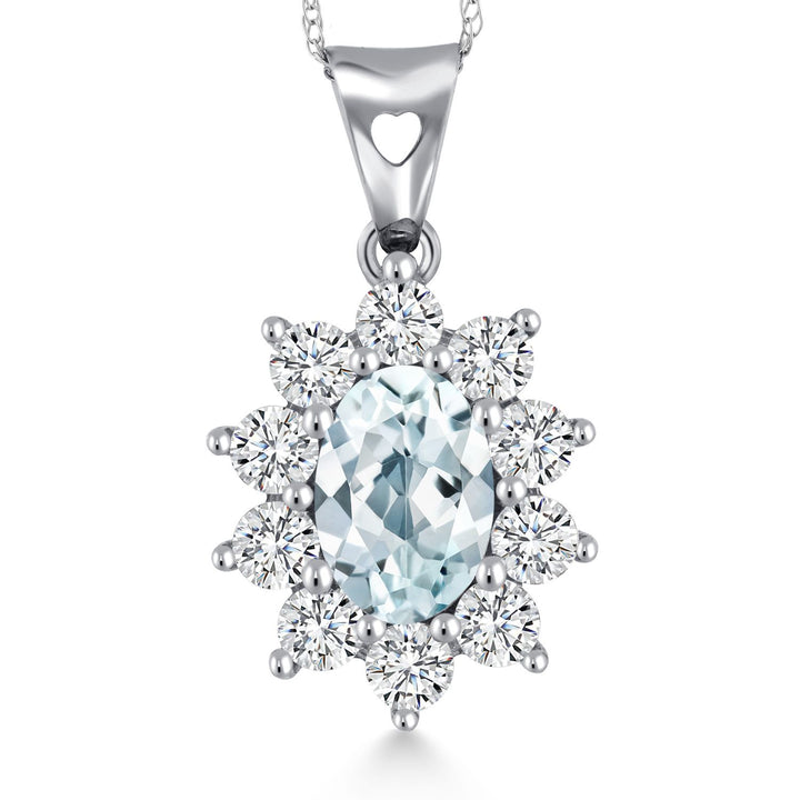 Aquamarine - March_Pendant in 10K White Gold