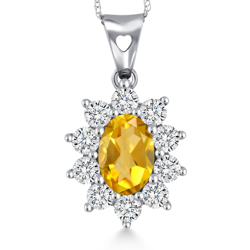 Citrine - November_Pendant in 10K White Gold