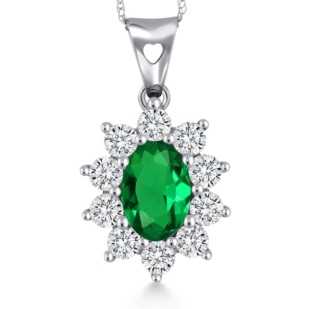 Nano Emerald - May_Pendant in 10K White Gold