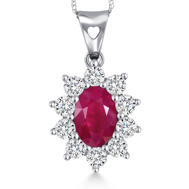 Ruby - July_Pendant in 10K White Gold