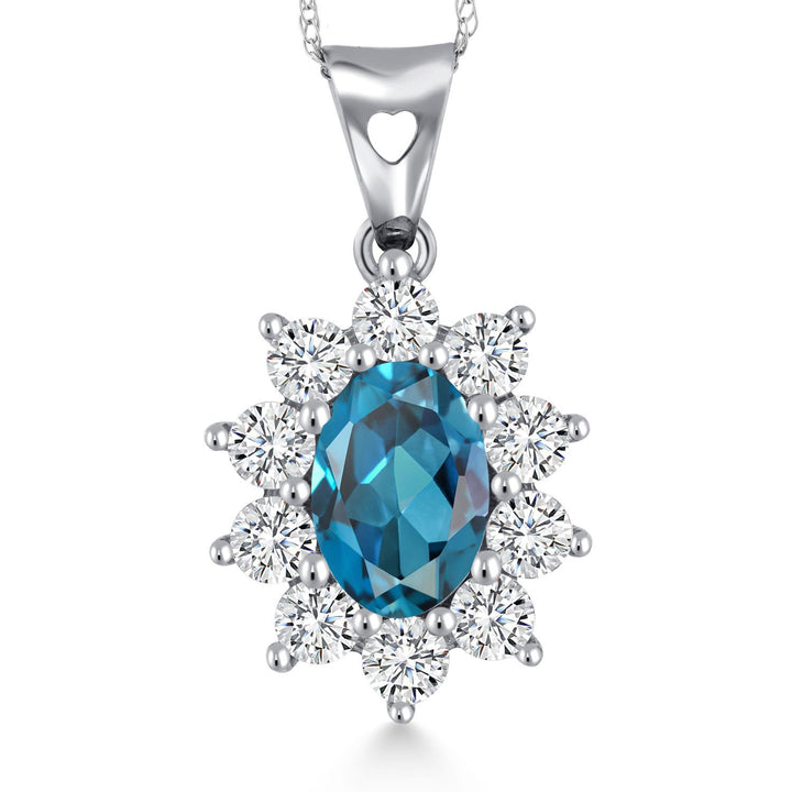 London Blue Topaz - November_Pendant in 10K White Gold