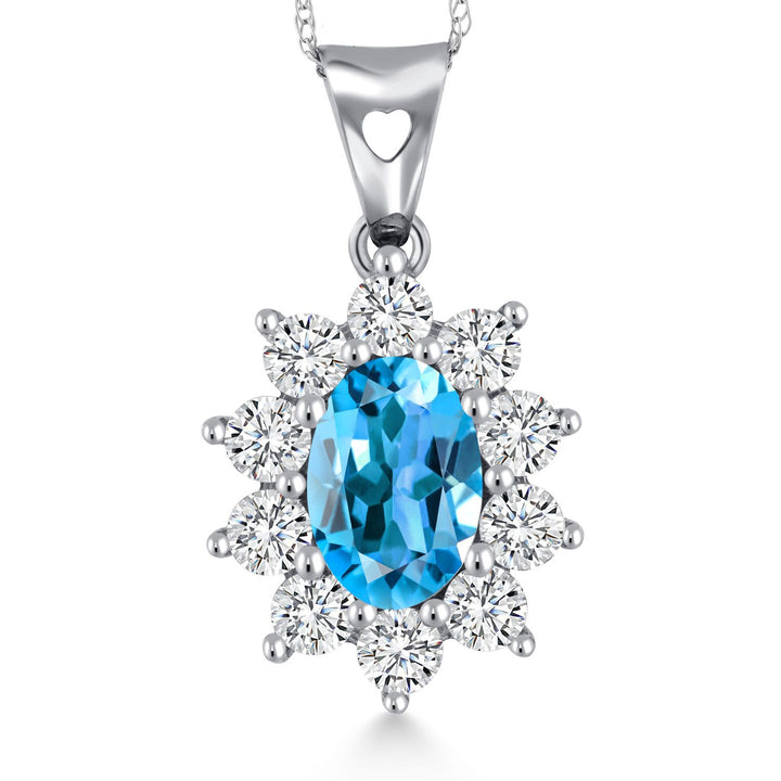 Swiss Blue Topaz - November_Pendant in 10K White Gold