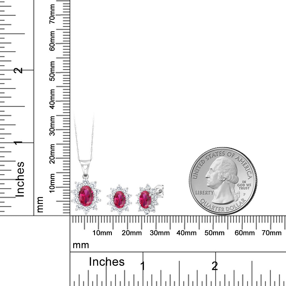 Pendant Earrings Set in 10K White Gold