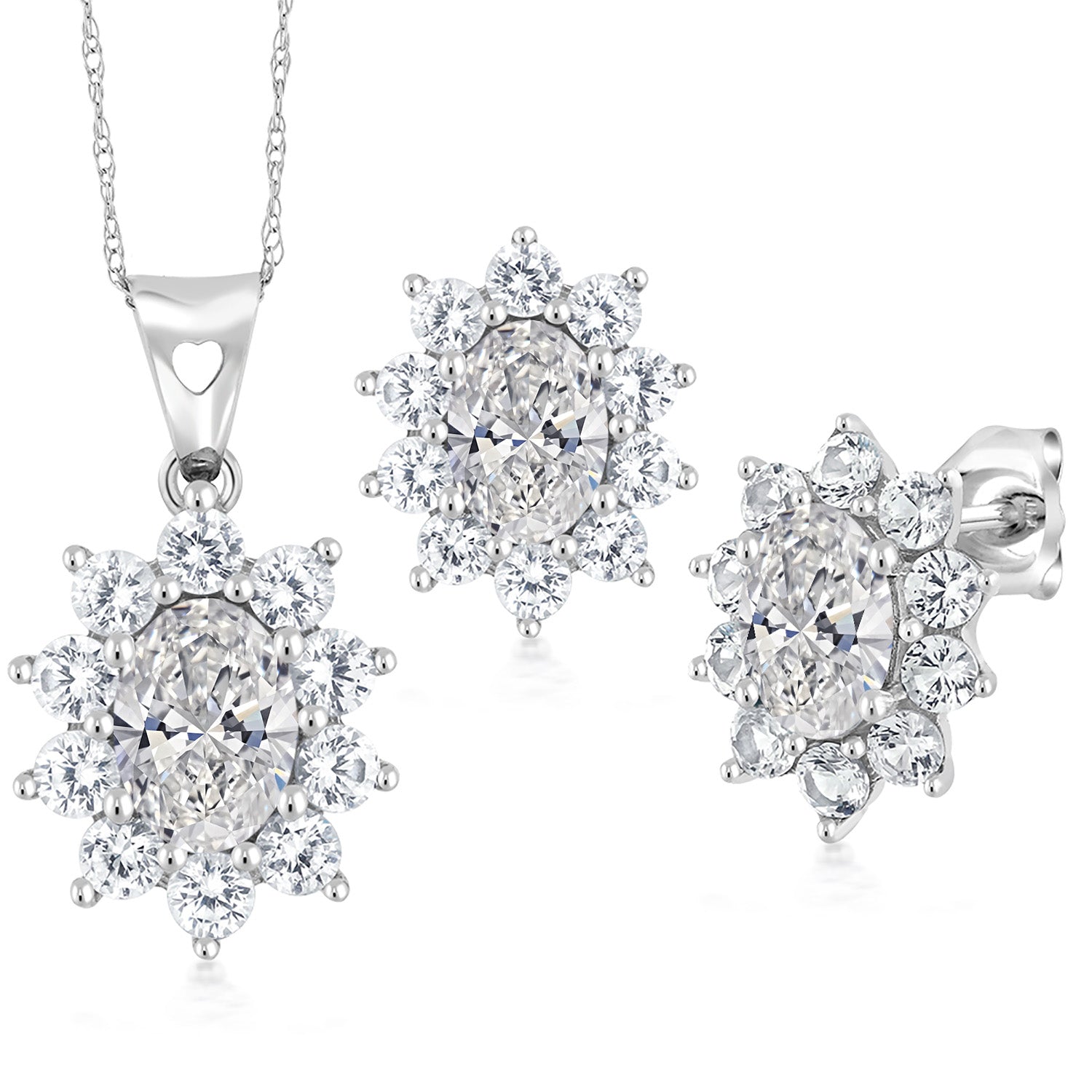 Pendant Earrings Set in 10K White Gold