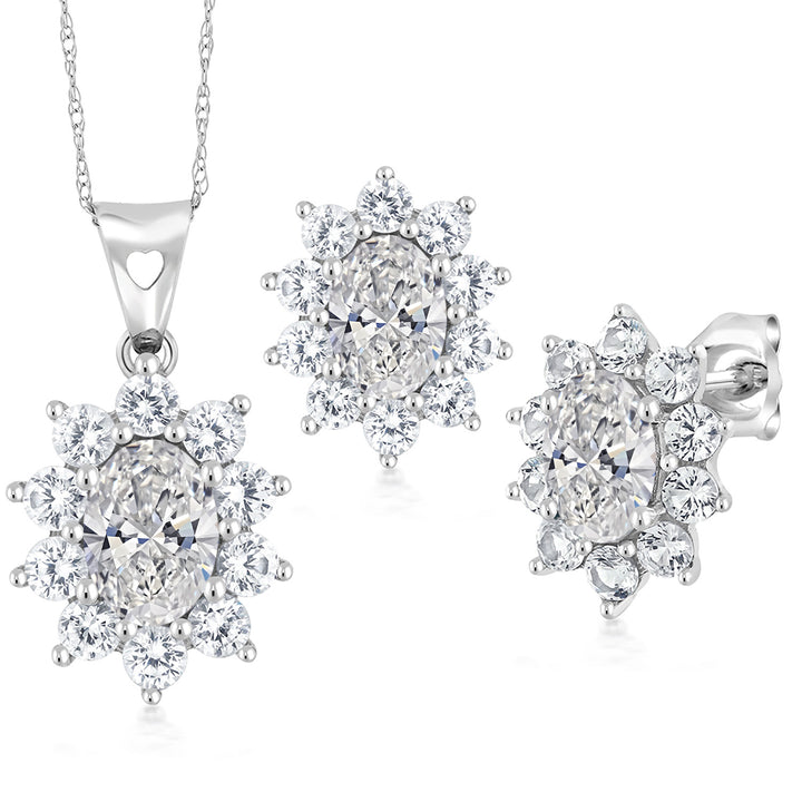 Pendant Earrings Set in 10K White Gold