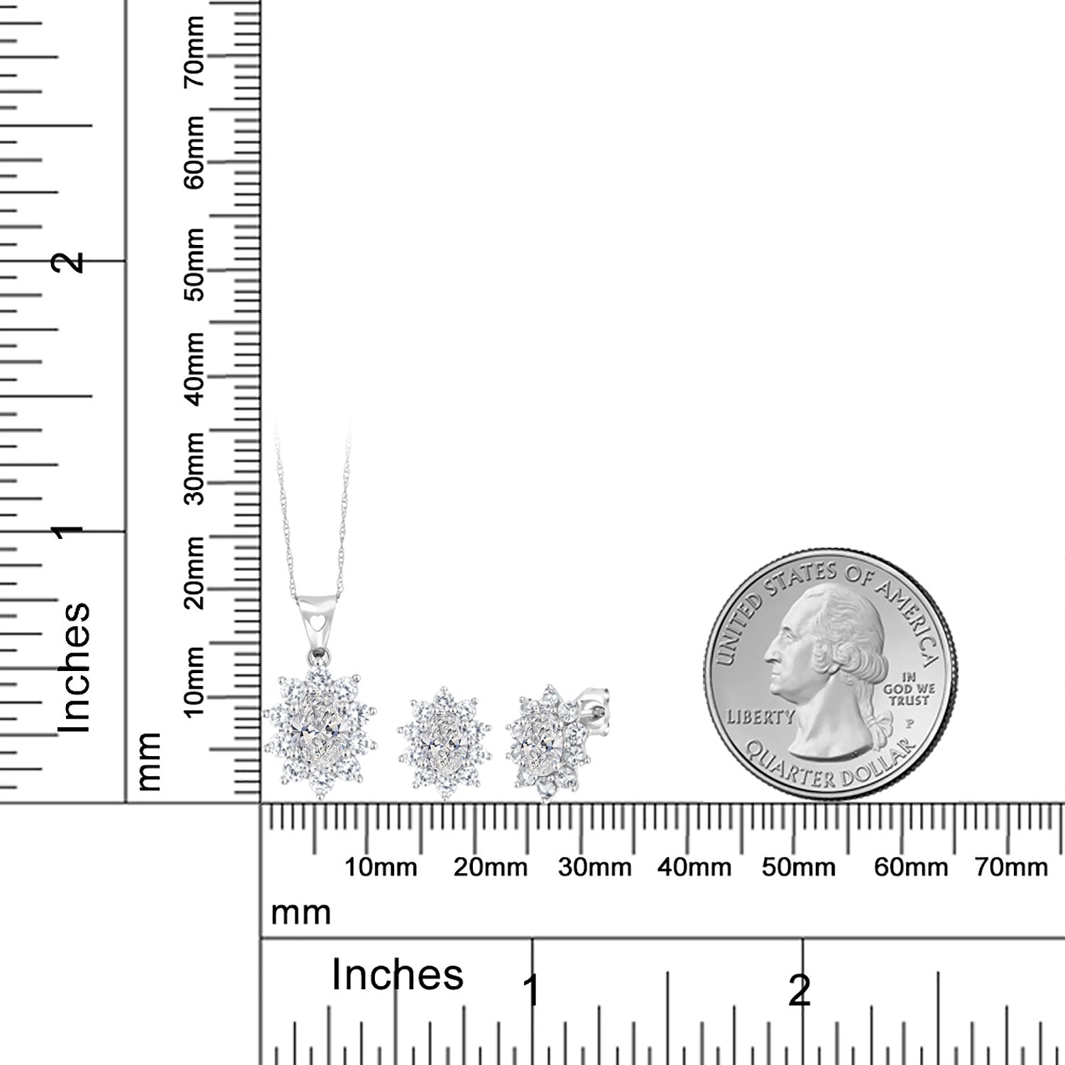 Pendant Earrings Set in 10K White Gold