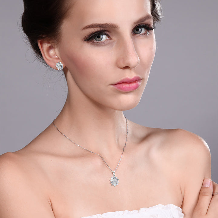 Pendant Earrings Set in 10K White Gold