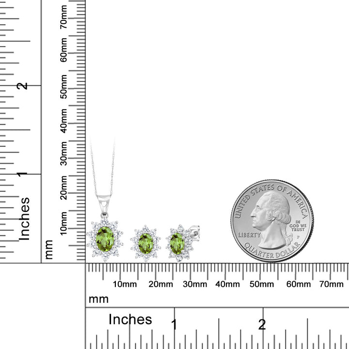 Pendant Earrings Set in 10K White Gold