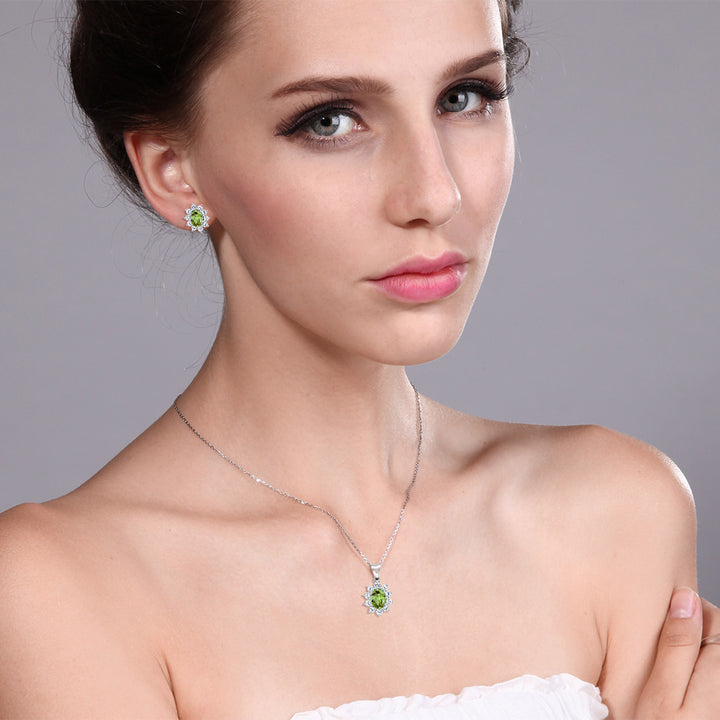 Pendant Earrings Set in 10K White Gold