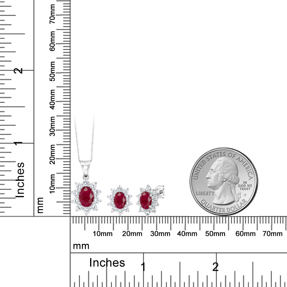 Pendant Earrings Set in 10K White Gold